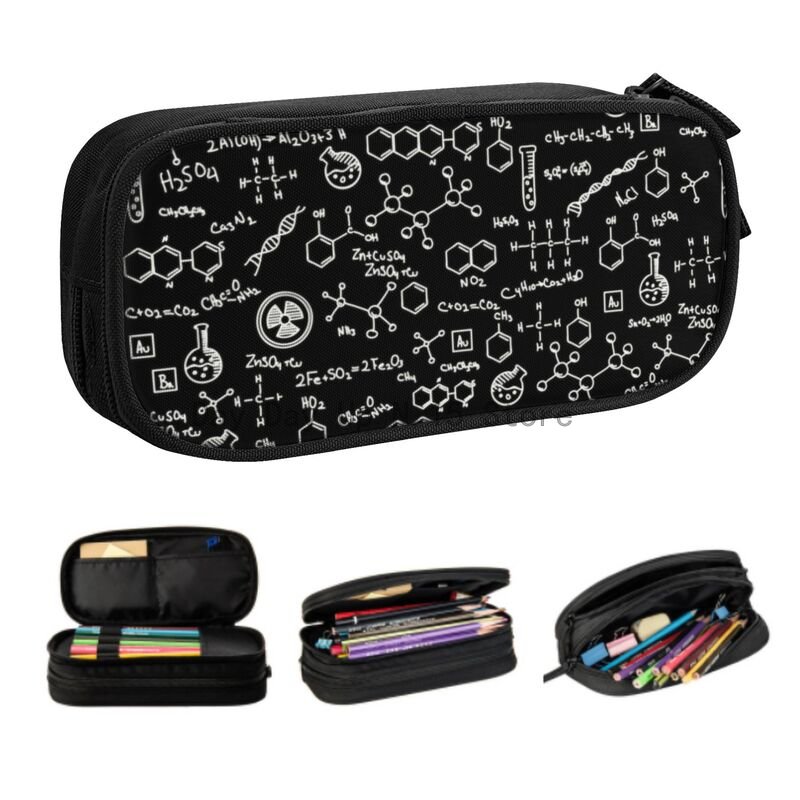 Tech Girl Accessories - กล่องดินสอลายเคมีวิทยาศาสตร์สำหรับเด็กหญิงเด็กชายความจุมากเคมีเทคสูตรกระเป๋าดินสออุปกรณ์เสริมสำหรับโรงเรียน