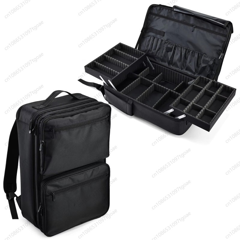Tech Accessories Travel Bag - กระเป๋าเก็บอุปกรณ์จัดแต่งทรงผมแบบพกพา หลายช่องใส่ของ สำหรับร้านเสริมสวยและเดินทาง