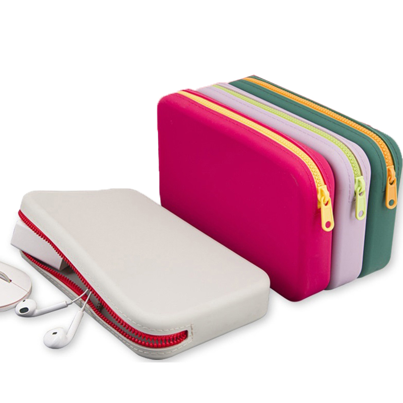 Tech Accessories Kit - ที่เก็บเครื่องสำอางกันน้ำกระเป๋าใส่เครื่องสำอางค์ซิลิโคนทรงสี่เหลี่ยมที่ใส่ kuas Rias สำหรับเดินทางความจุมากแบบพกพาได้