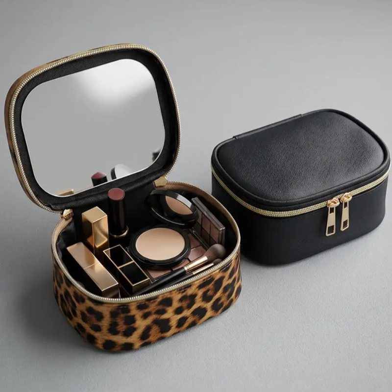 Tech Accessories Travel Bag - กระเป๋าเครื่องสำอางแบบใหม่ปี 2026 พร้อมกระจก กระเป๋าใส่เครื่องสำอางขนาดเล็กกันน้ำสำหรับเดินทางสำหรับผู้หญิง กระเป๋าใส่เครื่องสำอางพกพา กระเป๋าเก็บเครื่องสำอาง