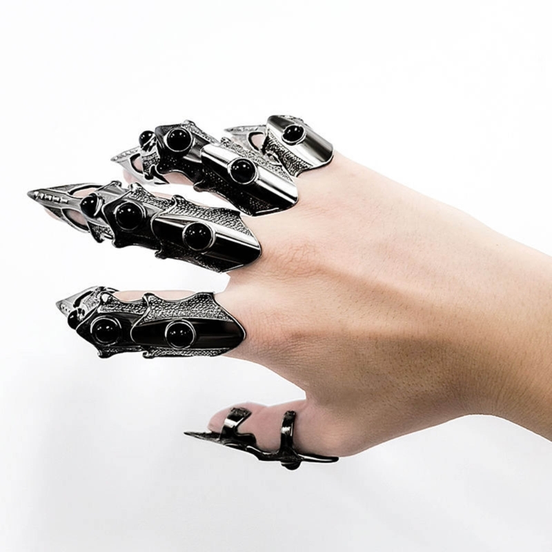 Trending Tech Accessories - โลหะสีดำ Finger Claw ที่ไม่ซ้ำกัน Skeleton Full