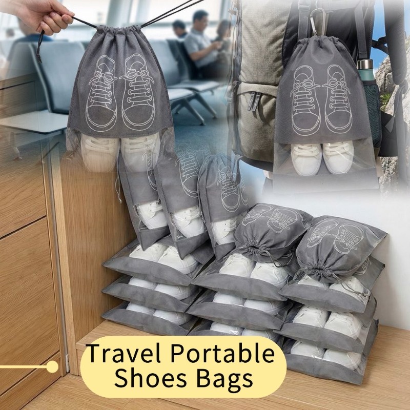 Tech Accessories Travel Bag - 1-30 ชิ้น กระเป๋าจัดเก็บรองเท้าแบบพกพาสำหรับเดินทาง กระเป๋าใส่เสื้อผ้าแบบพกพา กันน้ำ กระเป๋าแขวนใส