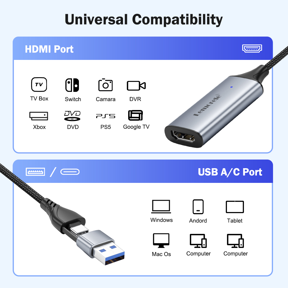 Lemorele USB 2.0 Video Capture - Usb C To Hdmi บทวิจารณ์และราคา