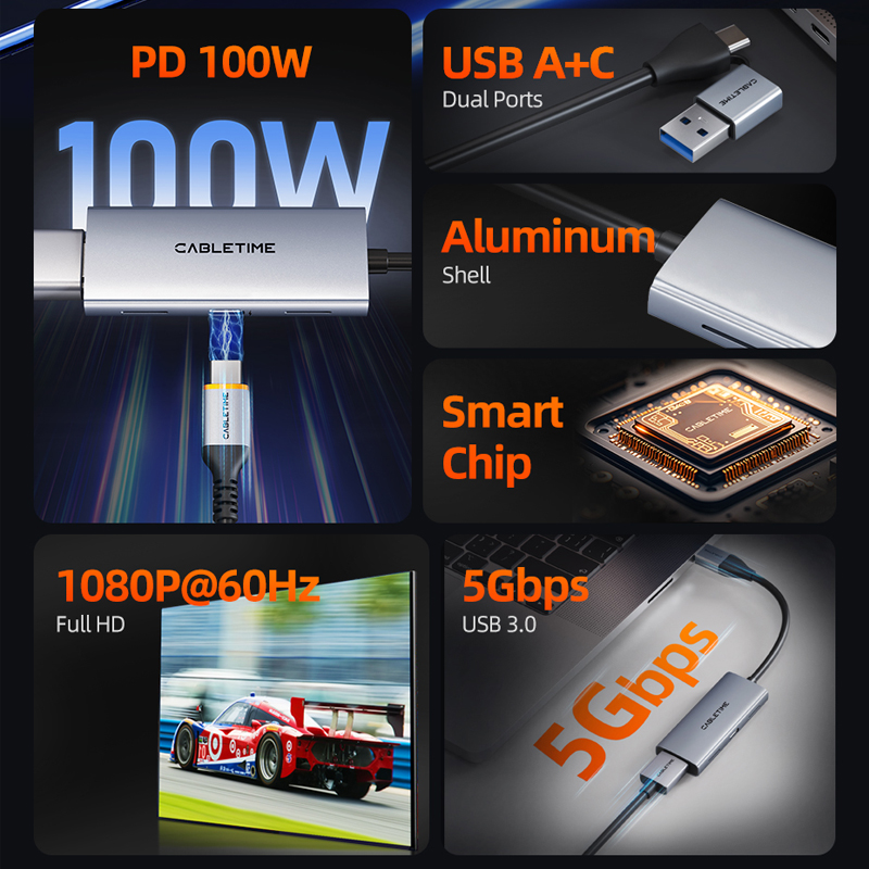 CABLETIME USB 3.0 HDMI Video C - Usb C To Hdmi บทวิจารณ์และราคา